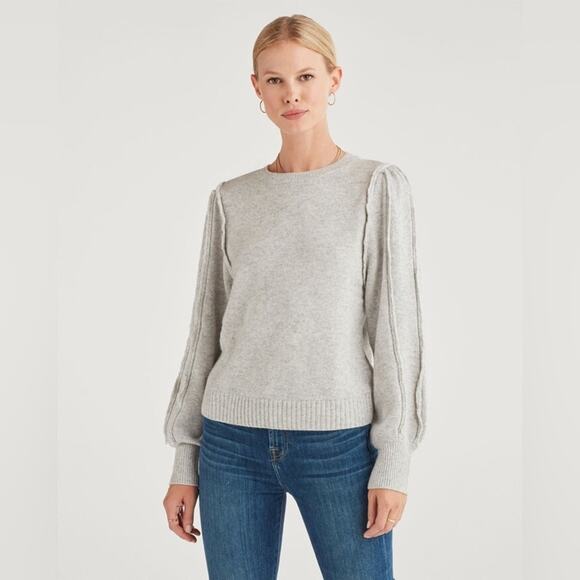 Seven for all mankind Merino Wool Cashmere Fringe Sleeve Pullover sweater‎ New - Picture 1 of 10